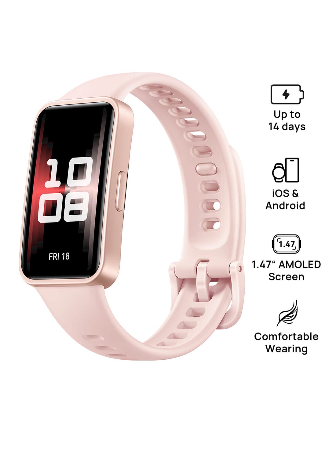 HUAWEI Band 9 Smart Watch, Ultra-Thin Design And Comfortable Wearing, Scientific Sleep Analysis, Durable Battery Life, IOS And Android Charm Pink 