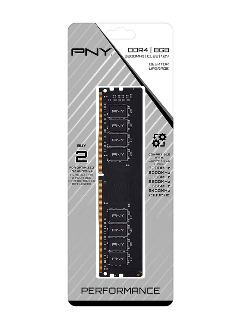 Performance 8GB DDR4 DRAM 3200MHz (PC4-25600) CL22 (Compatible with 2666MHz, 2400MHz or 2133MHz) 1.2V Desktop (DIMM) Computer Memory – MD8GSD43200-TB