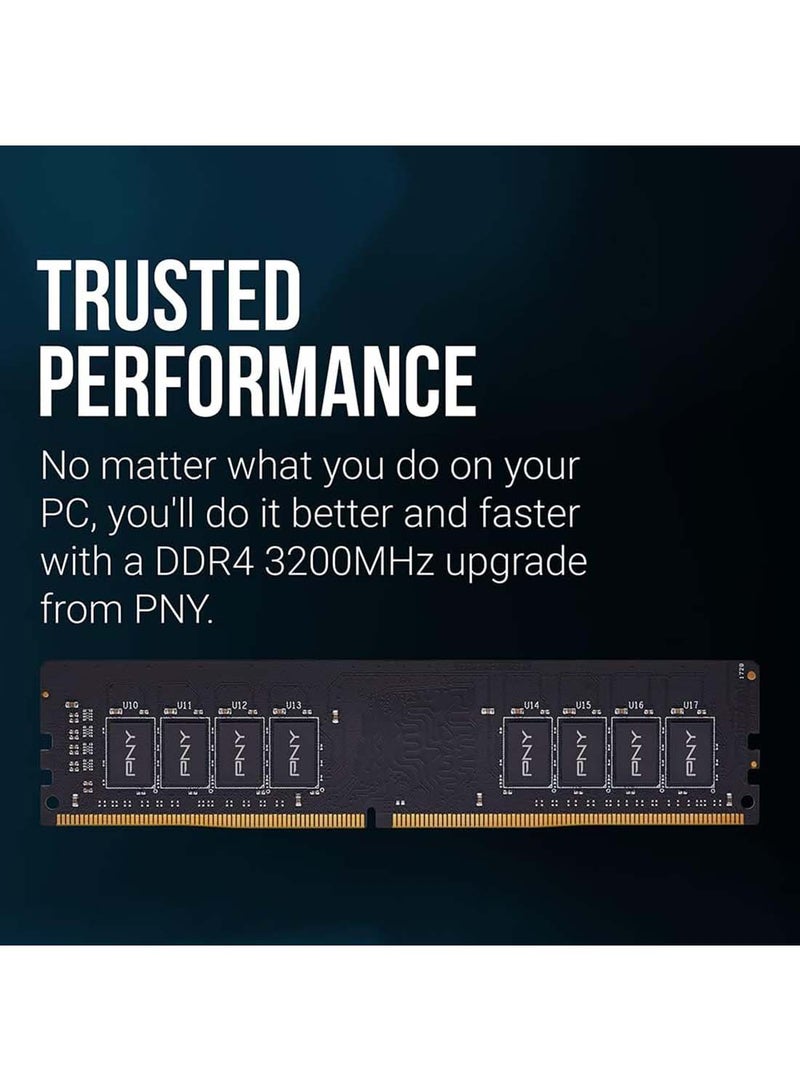 PNY Performance 8GB DDR4 DRAM 3200MHz (PC4-25600) CL22 (Compatible with 2666MHz, 2400MHz or 2133MHz) 1.2V Desktop (DIMM) Computer Memory – MD8GSD43200-TB  - Image 3