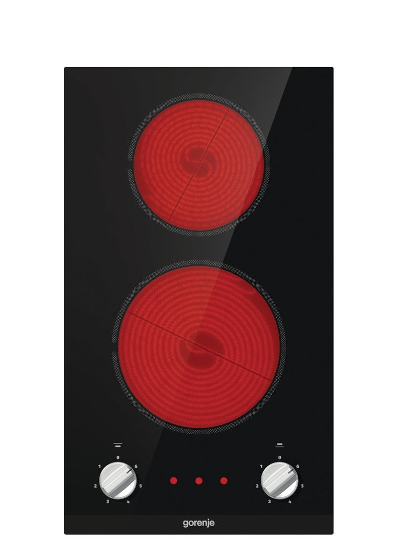 Gorenje Electric hob 30cm glass ceramic front control 2 Heating Zones EC321BCSC Black - Image 1