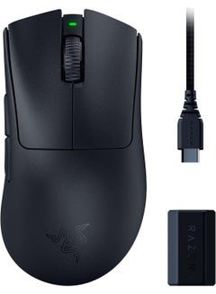 DeathAdder V3 Pro Wireless Gaming Mouse + HyperPolling Wireless Dongle, Razer Focus Pro 30K Optical Sensor, 8K Polling, 6 Programmable Buttons, 90 Hr Battery, 63g, Black | RZ01-04630300-R3WL Black