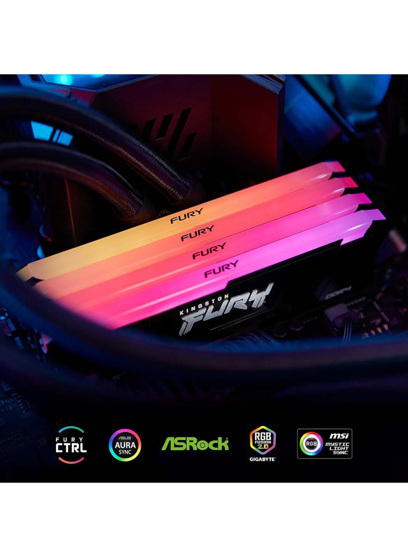 كينغستون - ذاكرة كمبيوتر FURY Beast RGB 32GB 3600MT/s DDR4 CL18 DIMM (مجموعة من 2) KF436C18BB2AK2/32 - Image 1