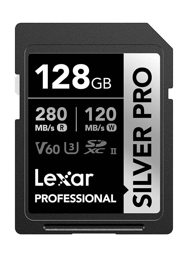 Lexar Professional 128GB Silver PRO SDXC UHS-II Memory Card, C10, U3, V60, Full-HD & 4K Video, Up to 280MB/s Read, for Professional Photographer, Videographer, Enthusiast (LSDSIPR128G-BNNNU) 128 GB - Image 1