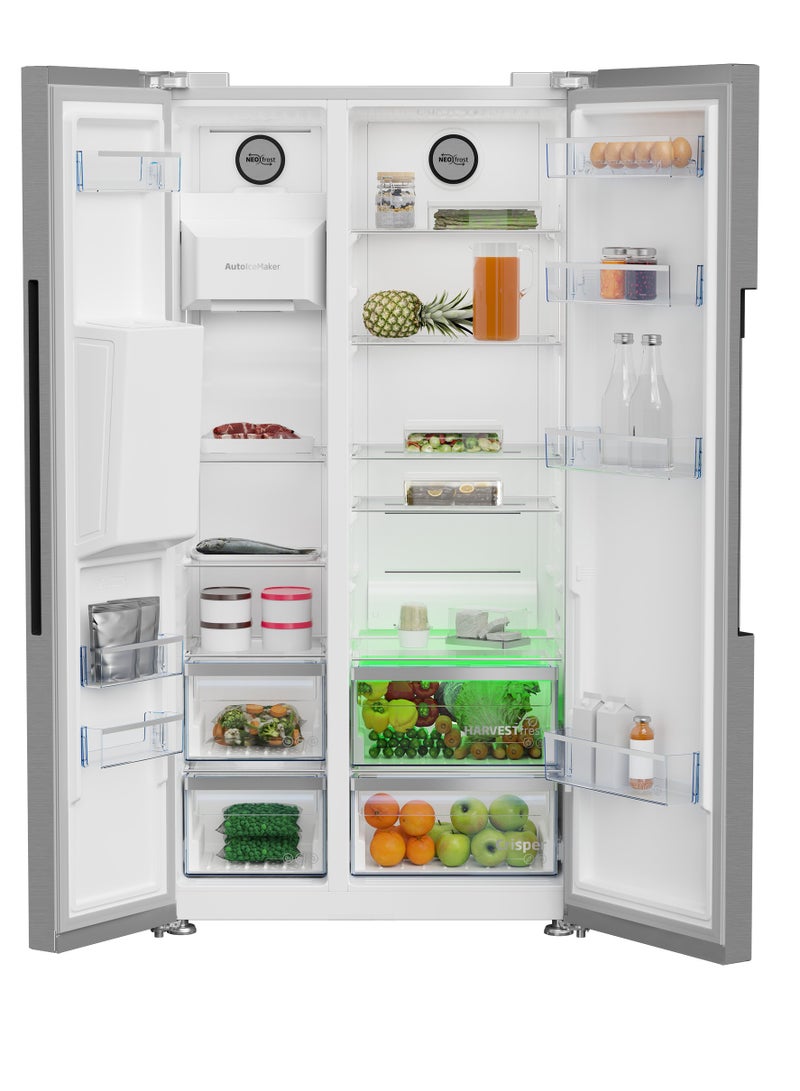 Beko - Side by Side Refrigerator - No-Frost - 525 Litres - Harvest Fresh Technology - ProSmart Inverter Compressor - Direct Water and Ice Dispenser - LED Control Frontal - GN166130XB 7287547932 Prinbia - Image 1