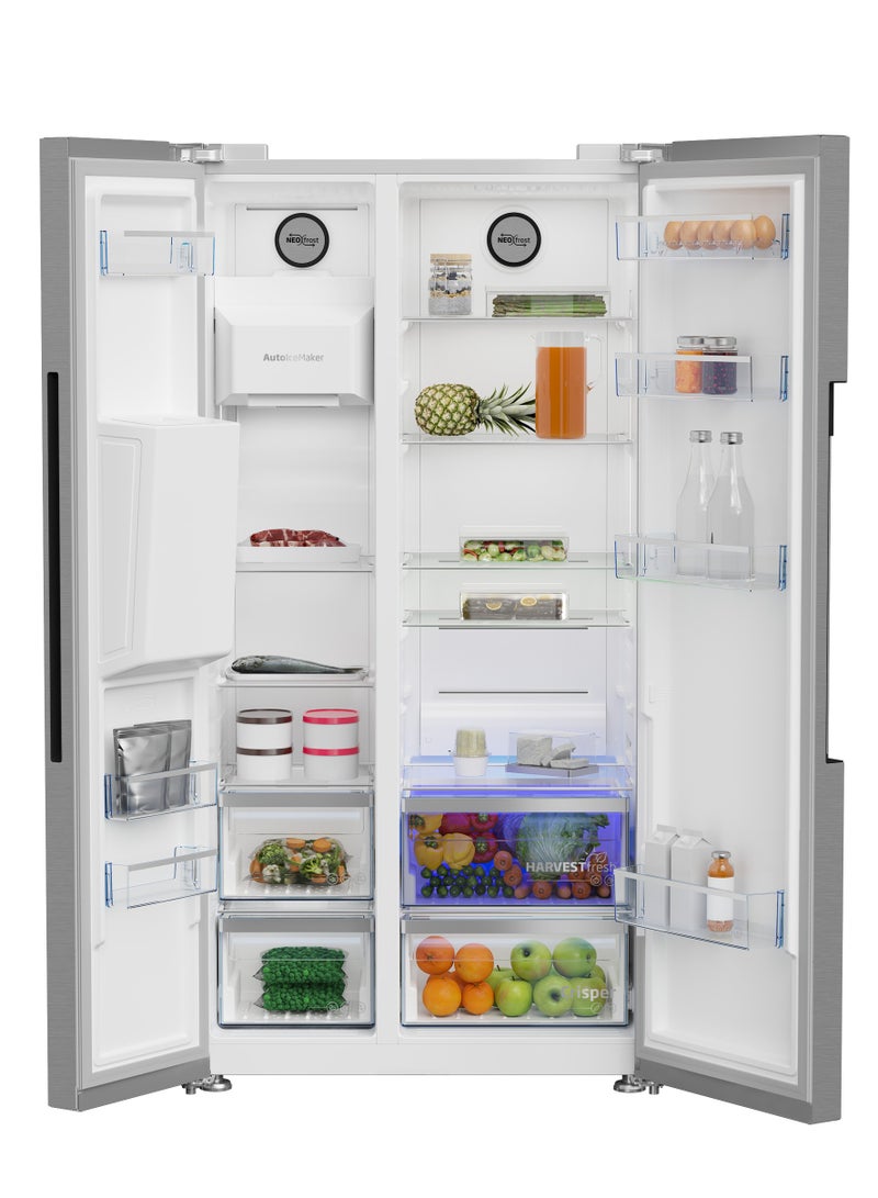 Beko - Side by Side Refrigerator - No-Frost - 525 Litres - Harvest Fresh Technology - ProSmart Inverter Compressor - Direct Water and Ice Dispenser - LED Control Frontal - GN166130XB 7287547932 Prinbia - Image 1