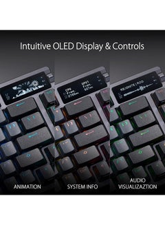 أسوس لوحة مفاتيح الألعاب ASUS ROG Azoth 75 اللاسلكية المخصصة DIY، وشاشة OLED، وحامل حشيات، وتخميد ثلاثي الطبقات، ومفاتيح ROG NX حمراء مسبقة التشحيم وقابلة للتبديل السريع ومثبتات لوحة المفاتيح، وأغطية مفاتيح PBT، وتخطيط RGB، AR  - Image 4