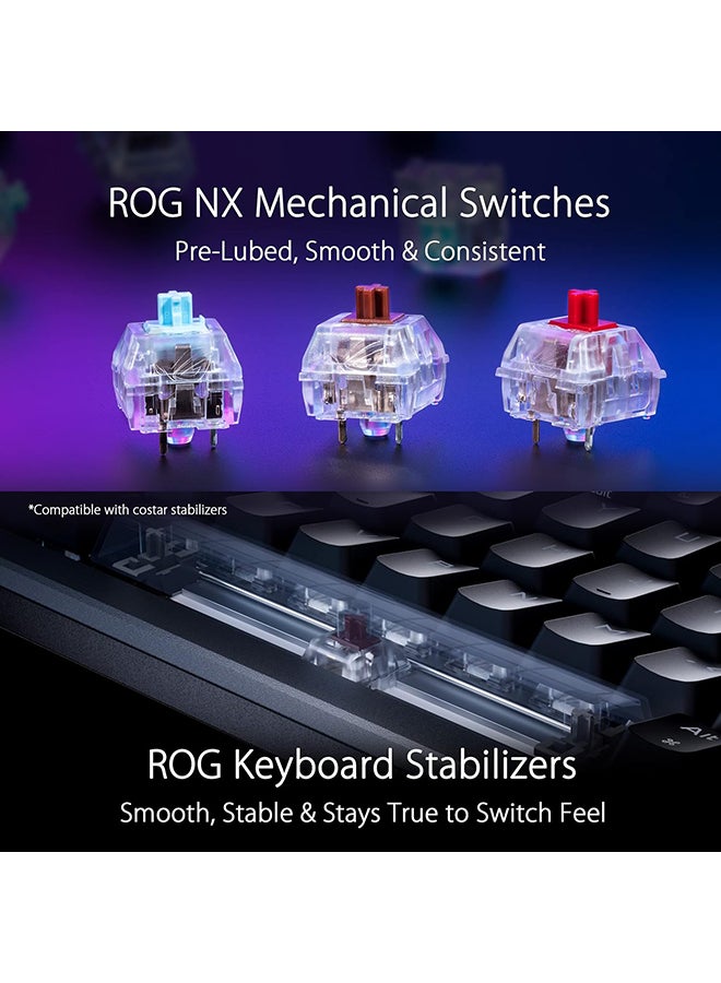 ASUS - ASUS ROG Azoth 75 Wireless DIY Custom Gaming Keyboard, OLED display, Gasket-Mount, Three-Layer Dampening, Hot-Swappable Pre-lubed NX Red Switches & Keyboard Stabilizers, PBT Keycaps, US layout - Image 1