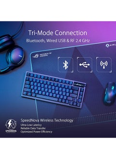 أسوس لوحة مفاتيح الألعاب ASUS ROG Azoth 75 اللاسلكية المخصصة DIY، وشاشة OLED، وحامل الحشية، وتخميد ثلاثي الطبقات، ومفاتيح ROG NX الحمراء مسبقة التشحيم وقابلة للتبديل السريع ومثبتات لوحة المفاتيح، وأغطية مفاتيح PBT، وRGB، تخطيط أمريكي  - Image 3