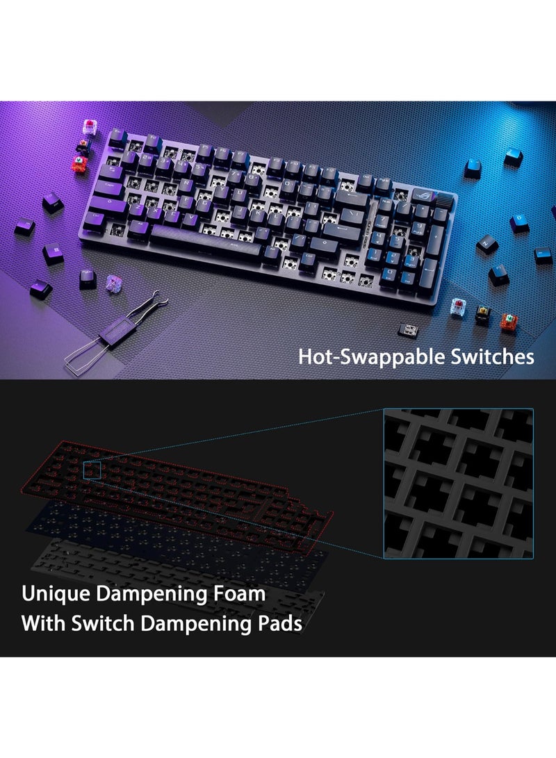أسوس - لوحة مفاتيح الألعاب اللاسلكية ASUS ROG Strix Scope II 96، اتصال ثلاثي الأوضاع، رغوة مخففة ووسادات ترطيب التبديل، مفاتيح ROG NX Storm مسبقة التشحيم قابلة للتبديل السريع، أغطية مفاتيح PBT، RGB-أسود - Image 1