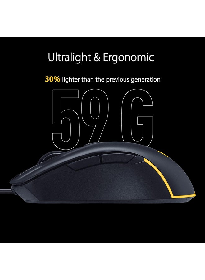 ASUS Asus TUF Gaming M3 Gen II Gaming Mouse, Wired, 59g Lightweight, IP56 dust & Water Resistance, Antibacterial Guard, 8K DPI Optical Sensor, 6 Programmable Buttons, Teflon Mouse Feet, Balck  - Image 5