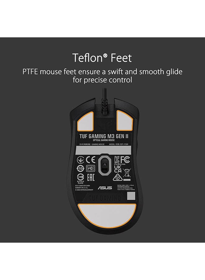 ASUS - Asus TUF Gaming M3 Gen II Gaming Mouse, Wired, 59g Lightweight, IP56 dust & Water Resistance, Antibacterial Guard, 8K DPI Optical Sensor, 6 Programmable Buttons, Teflon Mouse Feet, Balck - Image 1