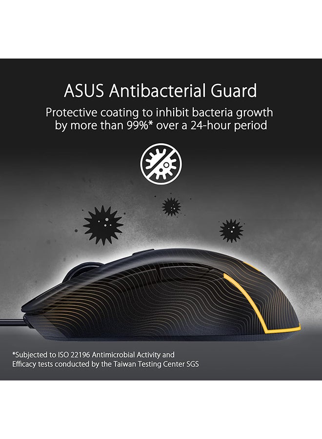ASUS - Asus TUF Gaming M3 Gen II Gaming Mouse, Wired, 59g Lightweight, IP56 dust & Water Resistance, Antibacterial Guard, 8K DPI Optical Sensor, 6 Programmable Buttons, Teflon Mouse Feet, Balck - Image 1