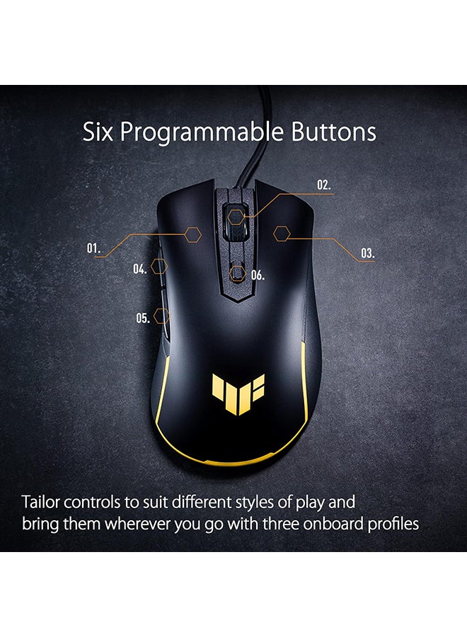 ASUS - Asus TUF Gaming M3 Gen II Gaming Mouse, Wired, 59g Lightweight, IP56 dust & Water Resistance, Antibacterial Guard, 8K DPI Optical Sensor, 6 Programmable Buttons, Teflon Mouse Feet, Balck - Image 1