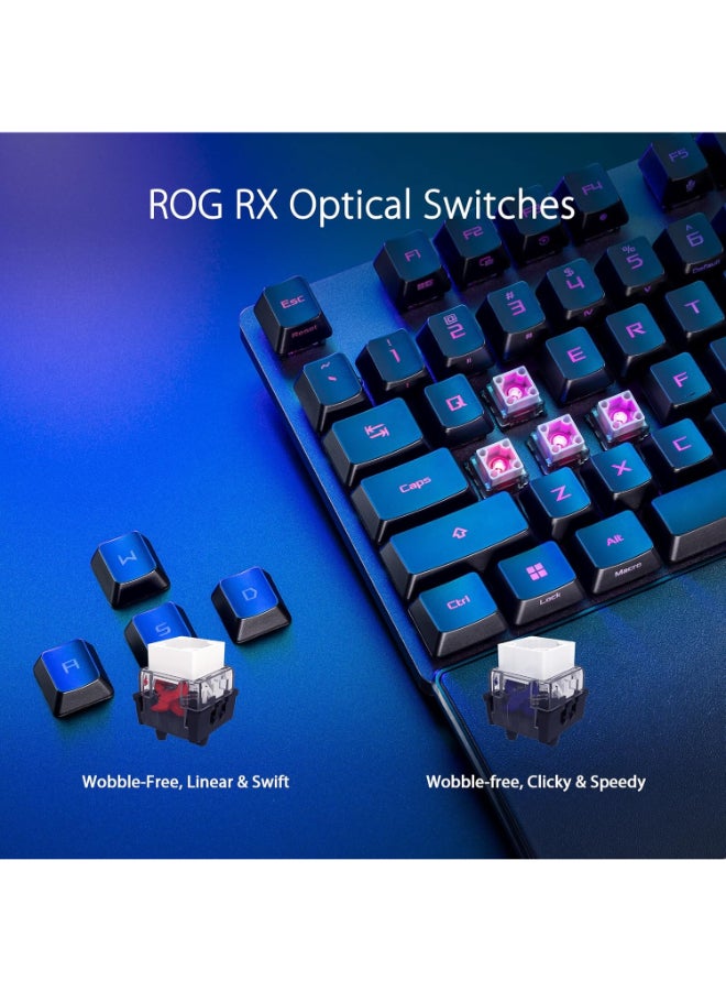 ASUS - ROG Strix Scope II RX Gaming Keyboard, IP57, Dampening Foam, Pre-lubed ROG RX Red Optical Switches, PBT Keycaps, multi-function controls, Xbox Game Bar function hotkeys, RGB, US layout - Image 1
