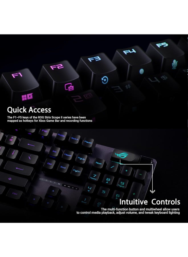 ASUS - ROG Strix Scope II RX Gaming Keyboard, IP57, Dampening Foam, Pre-lubed ROG RX Red Optical Switches, PBT Keycaps, multi-function controls, Xbox Game Bar function hotkeys, RGB, US layout - Image 1