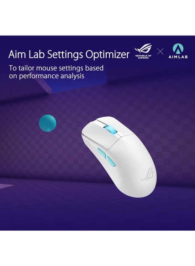 ASUS - Asus ROG Harpe Ace Aim Lab Edition Wireless Gaming Mouse, 54 g Lightweight, 2.4GHz RF, Bluetooth, 36K DPI Sensor, 5 Buttons, ROG SpeedNova, ROG Omni Receiver, Esports & FPS Gaming, White - Image 1