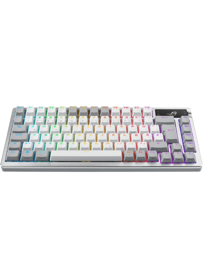 ASUS ASUS ROG Azoth White RGB (QWERTZ layout, 75% keyboard form factor, ROG NX Mechanical switches, OLED display, wireless with Bluetooth or 2.4 GHz RF wireless, USB cable)- White  - Image 2
