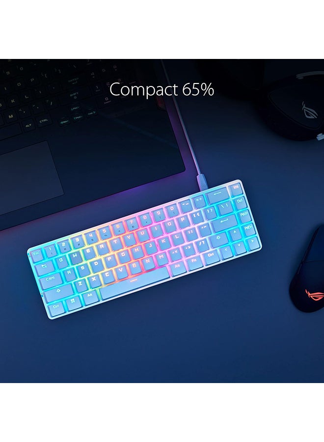 ASUS - ASUS ROG Falchion Ace 65% RGB Compact Gaming Mechanical Keyboard, Lubed ROG NX Red Switches & Switch Stabilizers, Sound-Dampening Foam, PBT Keycaps, Wired with KVM, Three Angles, Cover Case-White - Image 1