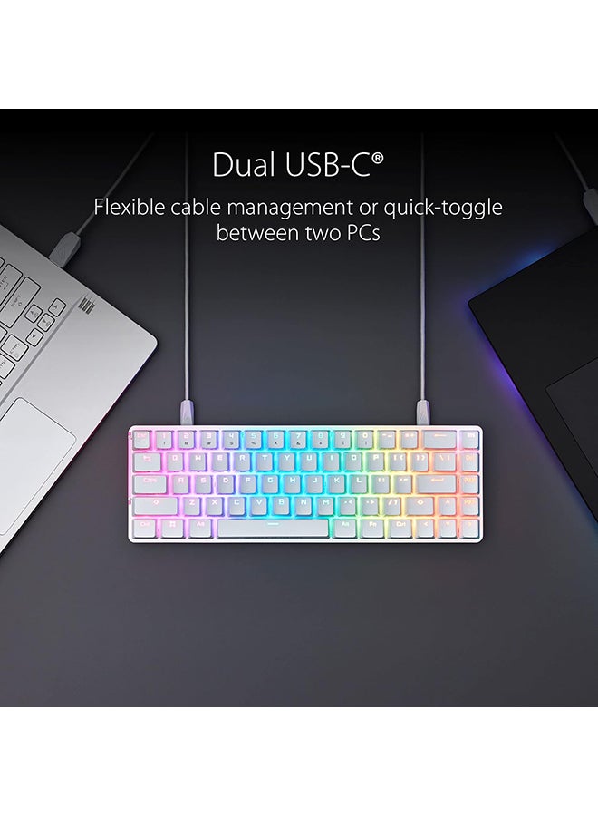 ASUS - ASUS ROG Falchion Ace 65% RGB Compact Gaming Mechanical Keyboard, Lubed ROG NX Red Switches & Switch Stabilizers, Sound-Dampening Foam, PBT Keycaps, Wired with KVM, Three Angles, Cover Case-White - Image 1