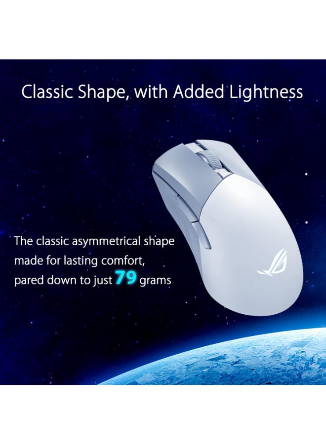 Asus ROG Gladius III Wireless AimPoint Gaming Mouse, Connectivity (2.4GHz RF, Bluetooth, Wired), 36000 DPI sensor, 6 programmable buttons, ROG SpeedNova, Replaceable switches, Paracord cable, White - Image 4