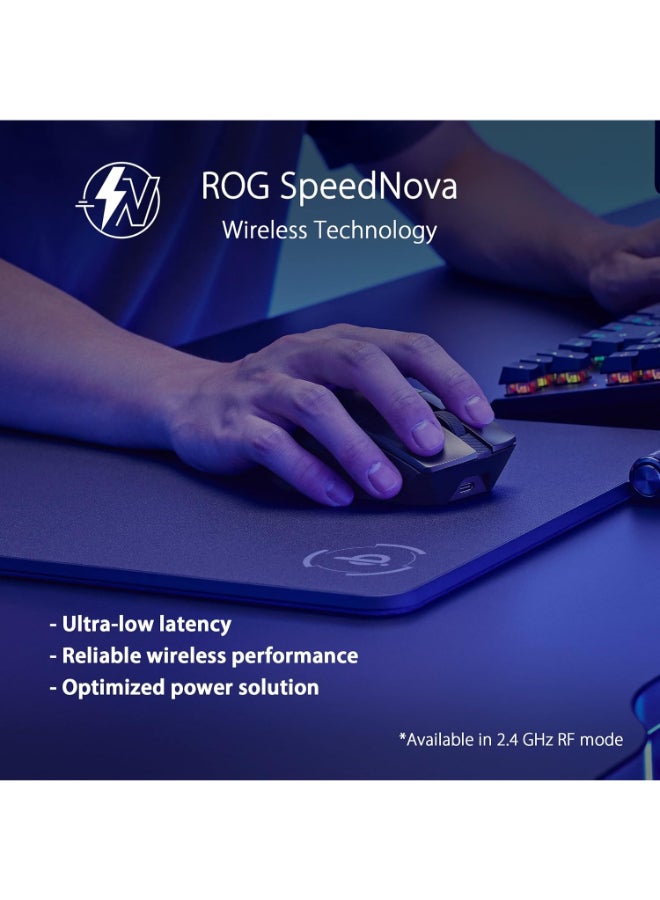 Asus ROG Gladius III Wireless AimPoint Gaming Mouse, Connectivity (2.4GHz RF, Bluetooth, Wired), 36000 DPI sensor, 6 programmable buttons, ROG SpeedNova, Replaceable switches, Paracord cable, White - Image 3