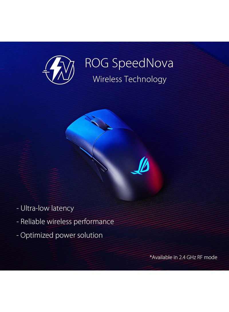 أسوس - ماوس الألعاب Asus ROG Keris Wireless AimPoint، اتصال ثلاثي الوضع (2.4 جيجا هرتز RF، بلوتوث، سلكي)، مستشعر 36000 نقطة في البوصة، 5 أزرار قابلة للبرمجة، ROG SpeedNova، مفاتيح قابلة للاستبدال، كابل باراكورد، أبيض - Image 1