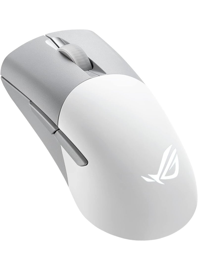 أسوس - ماوس الألعاب Asus ROG Keris Wireless AimPoint، اتصال ثلاثي الوضع (2.4 جيجا هرتز RF، بلوتوث، سلكي)، مستشعر 36000 نقطة في البوصة، 5 أزرار قابلة للبرمجة، ROG SpeedNova، مفاتيح قابلة للاستبدال، كابل باراكورد، أبيض - Image 1