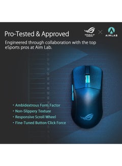 أسوس ماوس الألعاب اللاسلكي Asus ROG Harpe Ace Aim Lab Edition، خفيف الوزن 54 جرام، تردد RF 2.4 جيجا هرتز، بلوتوث، مستشعر 36K DPI، 5 أزرار، ROG SpeedNova، جهاز استقبال ROG Omni، ألعاب الرياضات الإلكترونية وألعاب FPS، أسود  - Image 5