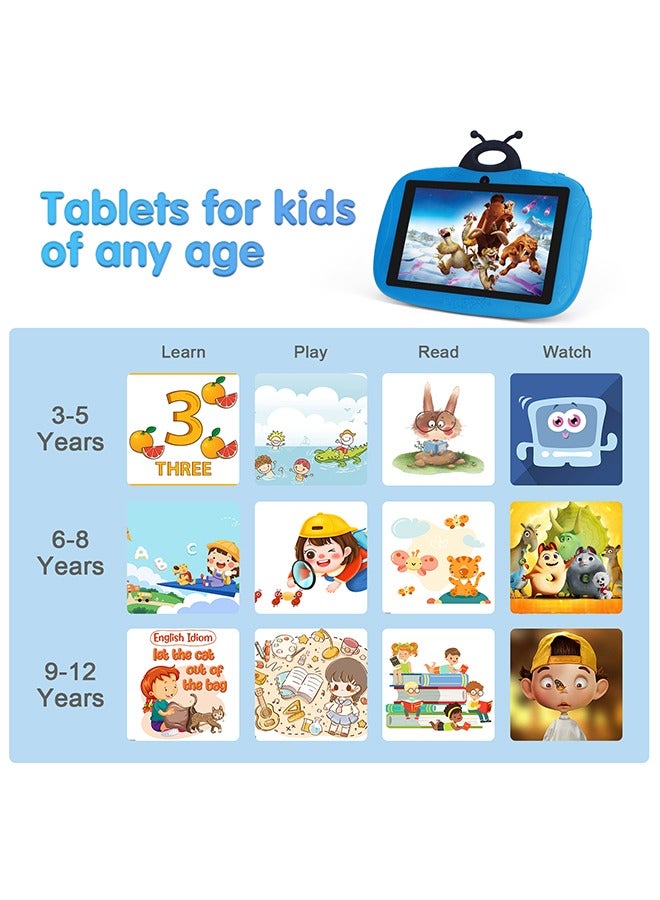 C idea 7 Inch Tablet For Kids, Android 9 Kids 4Gb+64Gb WiFi HD Display Screen Iwawa Dual Camera Children Toddler Safety Educational Learning Tablet With Case For Boys And Girls  - Image 3
