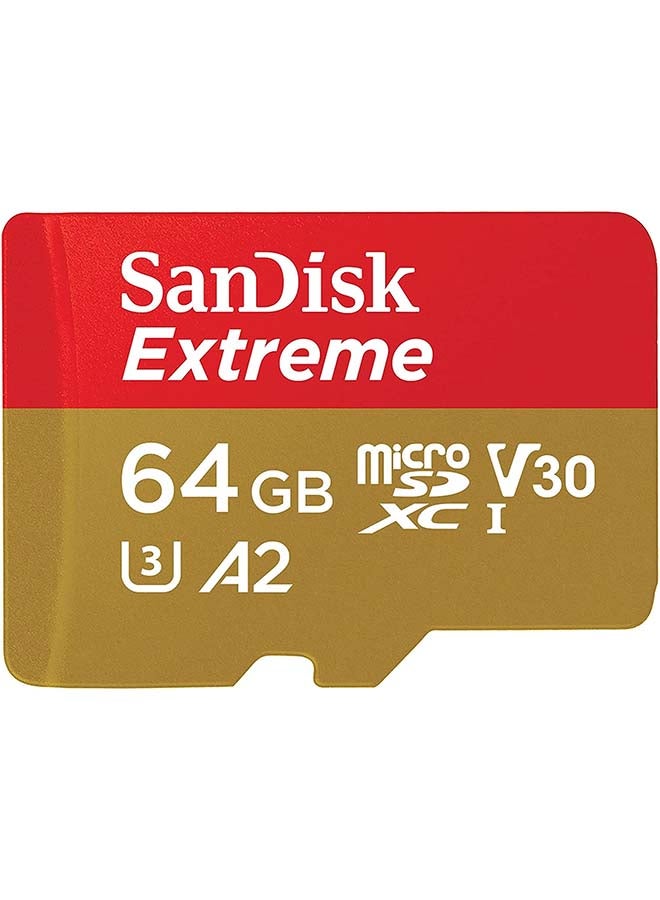 Sandisk Extreme MicroSDXC SD Card, 64GB, Black, SDSQXAH-064G-GN6MA, Extreme microSD UHS-I Card with Adapter 64 GB  - Image 1