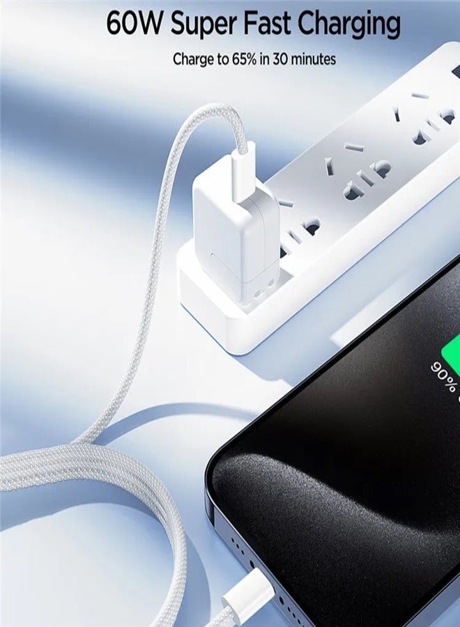 Ben Series Braided 60W Fast Charging Data Cable Type-C To Type-C 1M White