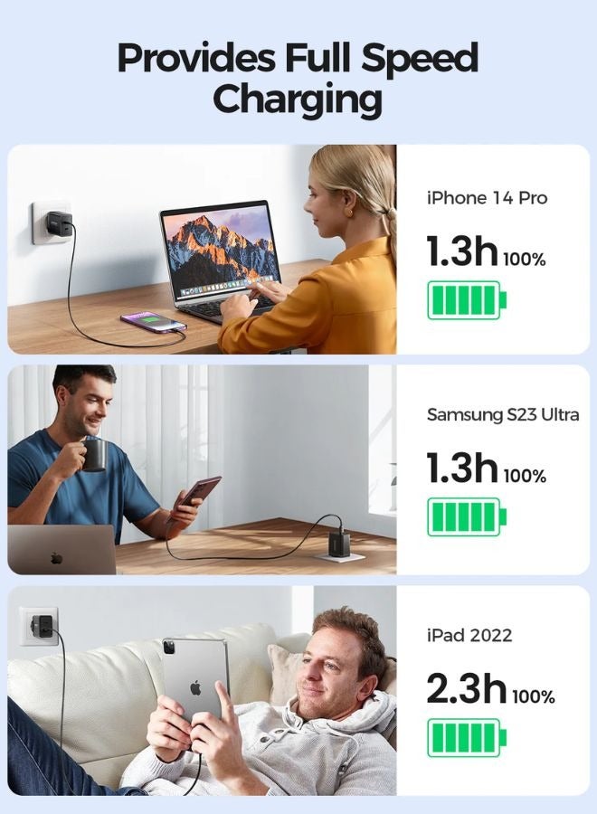 JOYROOM - TCF09 40W Dual USB-C / Type-C 2PD Mini Intelligent Fast Charger(EU Plug) Black - Image 1