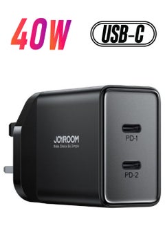 TCF09 40W Dual USB-C / Type-C 2PD Mini Intelligent Fast Charger(EU Plug) Black