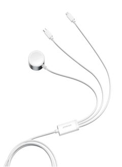 JOYROOM S-IW008 3-In-1 iP Watch Magnetic Charger+Lightning+Type-C cable (USB-A) 1.2M White  - Image 2