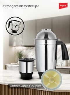 Impex Blender 2 In 1 Mixer Grinder, Powerful Motor, Stainless Steel Jars And Blade, 3 Speed With Pulse Control, Overload Protection 550 W BL 319C Black  - Image 5