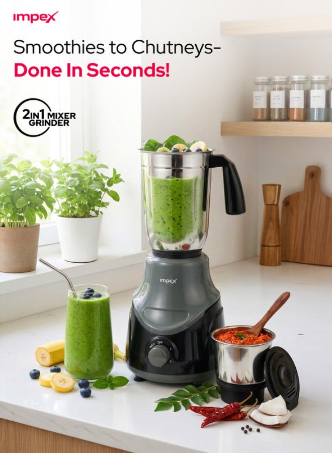 إمبكس خلاط ومطحنة خلاط 2 في 1، محرك قوي، وأوعية وشفرة من الفولاذ المقاوم للصدأ، 3 سرعات مع التحكم في النبض، حماية من الحمل الزائد 550 وات BL 319C RED - Image 5