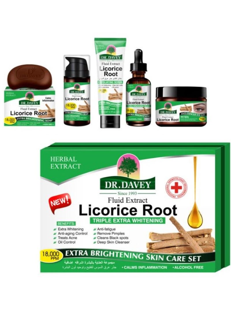 DR. DAVEY Licorice Root Extra Skin Care Set SOAP100G ,CREAM100ML,SCRUB120ML,SERUM100ML,EYE GEL60Gcentigram 