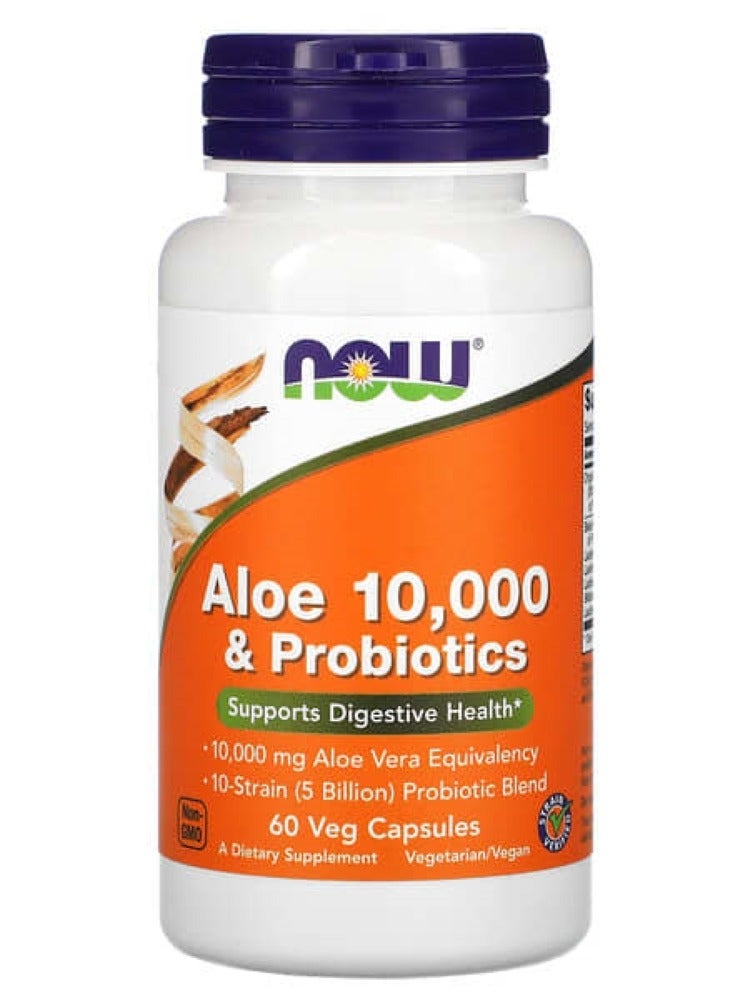 Now Foods Aloe Vera 10,000 And Probiotics 60 Vcaps