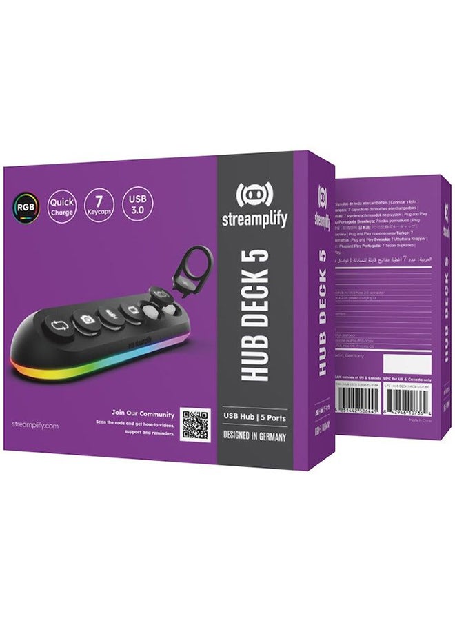 Streamplify - Streamplify HUB DECK 5 RGB USB Hub 5-port USB Hub Power Charging - Image 1