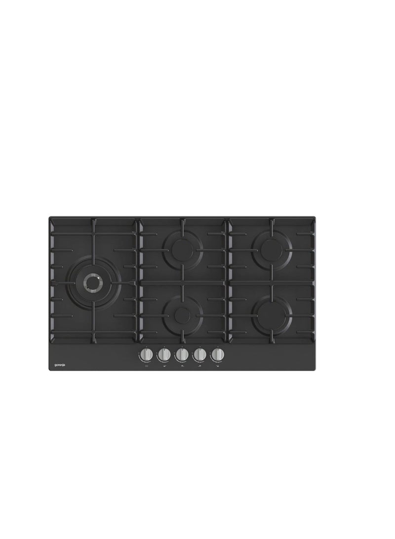 Gorenje Gas hob, 90 cm, black, 5 burners, front control, full safety, Gas control - GW951MB Black - Image 1