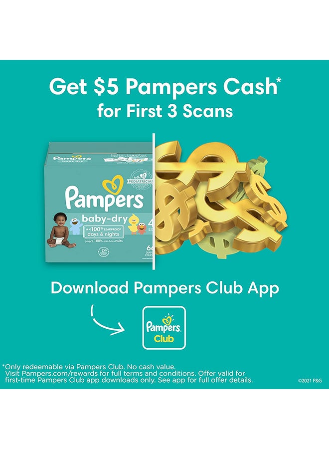 Pampers - Baby Dry Diapers Newborn - Size 0, 104 Count, Absorbent Disposable Diapers - Image 1