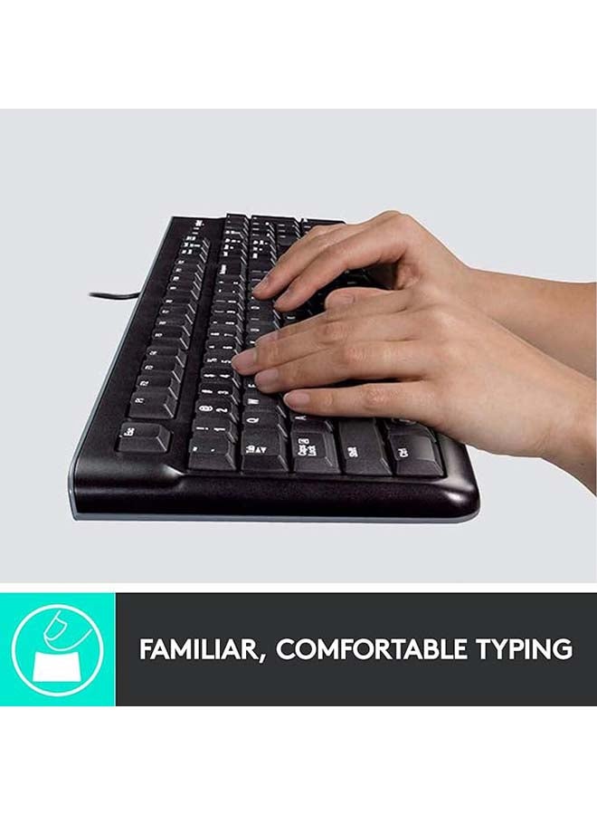Logitech - MK120 Wired Keyboard and Mouse for Windows, Optical Wired Mouse, USB Plug and Play, Full Size, PC/Laptop, English/Arabic Layout Black, 920-002546 Black - Image 1