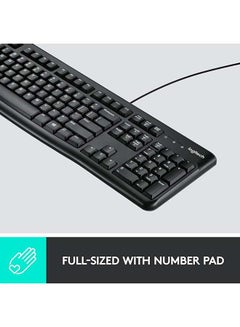 Logitech MK120 Wired Keyboard and Mouse for Windows, Optical Wired Mouse, USB Plug and Play, Full Size, PC/Laptop, English/Arabic Layout Black, 920-002546 Black  - Image 4
