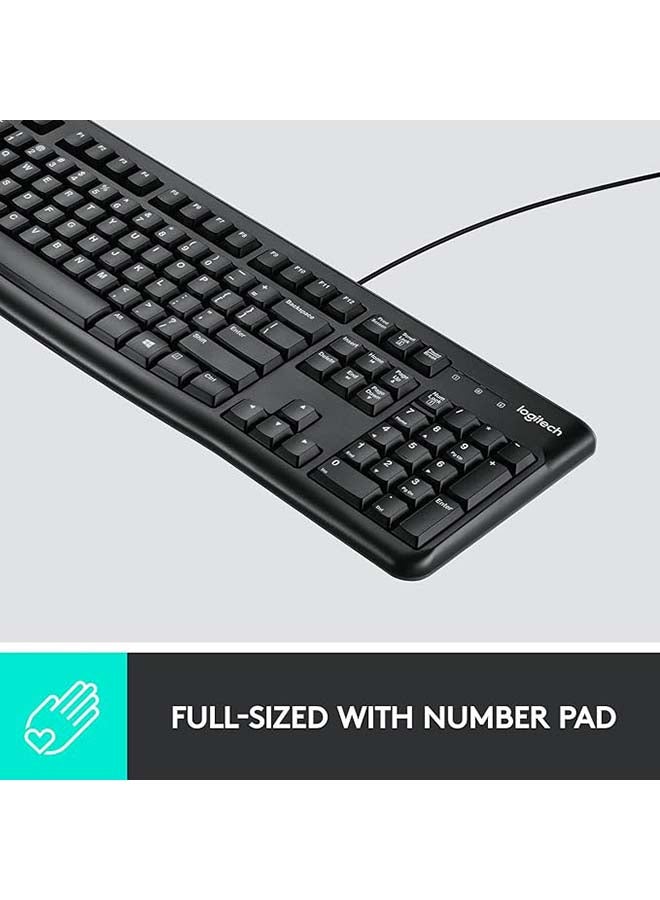Logitech - MK120 Wired Keyboard and Mouse for Windows, Optical Wired Mouse, USB Plug and Play, Full Size, PC/Laptop, English/Arabic Layout Black, 920-002546 Black - Image 1