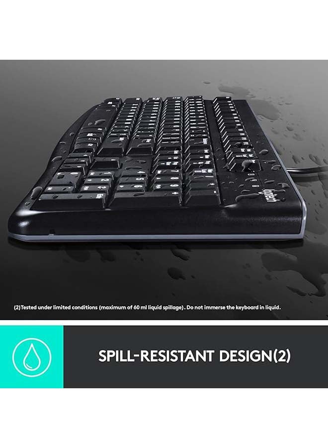 Logitech - MK120 Wired Keyboard and Mouse for Windows, Optical Wired Mouse, USB Plug and Play, Full Size, PC/Laptop, English/Arabic Layout Black, 920-002546 Black - Image 1
