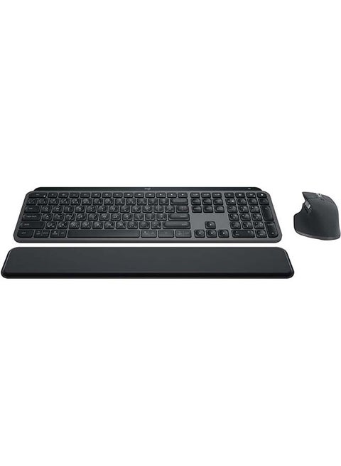 MX Keys S Combo Wireless Keyboard and Mouse, Palm Rest, Customizable Illumination, Fast Scrolling, Bluetooth, USB-C, for Windows, Linux, Chrome, Mac, ARA Layout, 920-011616 Graphite