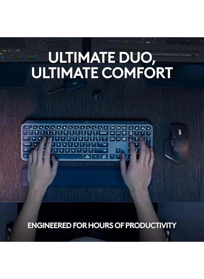 Logitech MX Keys S Combo Wireless Keyboard and Mouse, Palm Rest, Customizable Illumination, Fast Scrolling, Bluetooth, USB-C, for Windows, Linux, Chrome, Mac, ARA Layout, 920-011616 Graphite - Image 2
