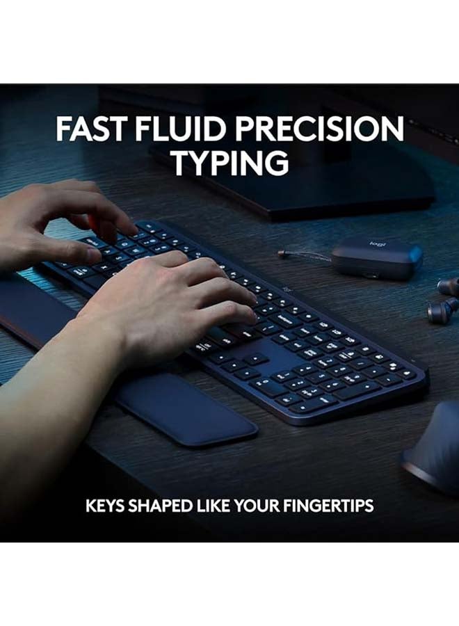 Logitech MX Keys S Combo Wireless Keyboard and Mouse, Palm Rest, Customizable Illumination, Fast Scrolling, Bluetooth, USB-C, for Windows, Linux, Chrome, Mac, ARA Layout, 920-011616 Graphite - Image 3