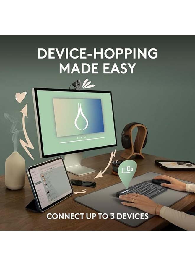 Logitech Pebble Keys 2 K380s, Multi-Device Bluetooth Wireless Keyboard with Customisable Shortcuts, Slim and Portable, Easy-Switch for Windows, macOS, iPadOS, Android, Chrome OS, ARA Layout Graphite - Image 3