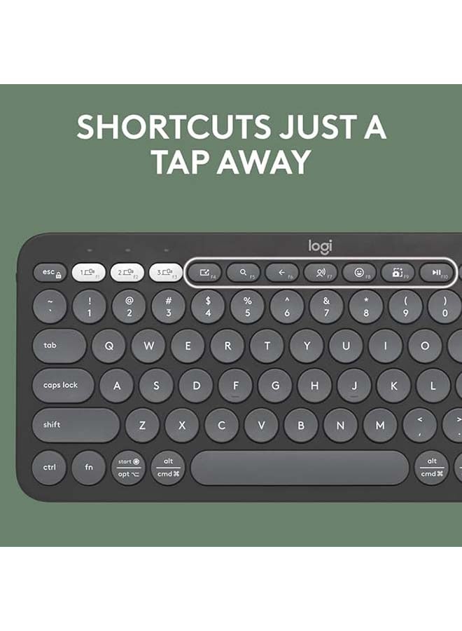 Logitech Pebble Keys 2 K380s, Multi-Device Bluetooth Wireless Keyboard with Customisable Shortcuts, Slim and Portable, Easy-Switch for Windows, macOS, iPadOS, Android, Chrome OS, ARA Layout Graphite - Image 4